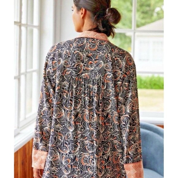 Anthropologie Mix Print Pajama Top XXS Black women’s button up - Picture 4 of 12